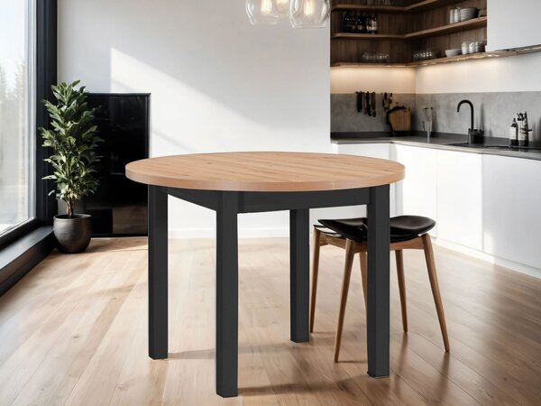 Rozkladací jedálenský stôl Poli 4 100-180x100 - dub artisan/čierna