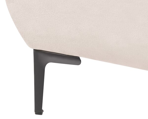 Posteľ svetlobéžová zamatové čalúnenie čierne kovové nohy 120 x 200 cm lamelový rošt s čelom klasický minimalistický štýl spálňa