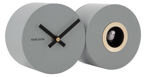 KARLSSON Nástenné hodiny Duo Cuckoo – šedá 26 × 13 × 7,2 cm