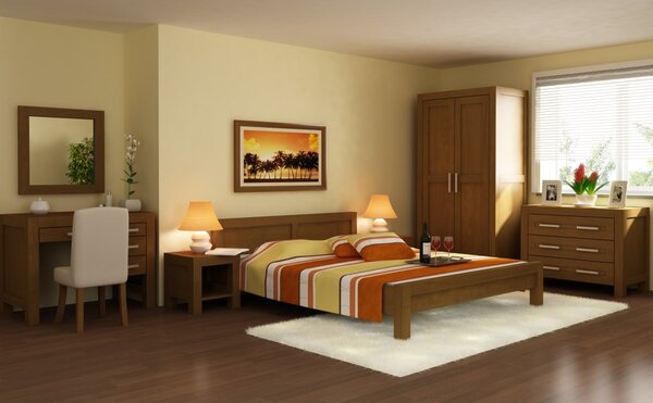 Manželská posteľ z masívu (180x200) model L5 - gaštan