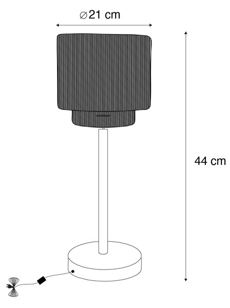 Japandi stolná lampa čierna s hnedým lanom - Smilla