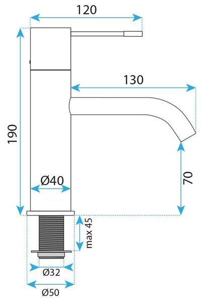 Rea Venti, umývadlová batéria h-190, medená matná, REA-B9786