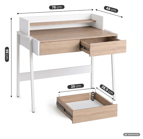 Ak furniture Písací stôl Flux 78 cm dub Sonoma/biely