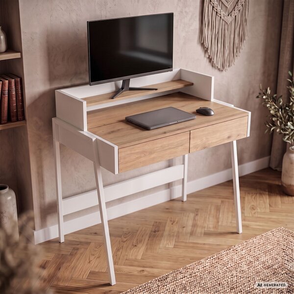 Ak furniture Písací stôl Flux 78 cm dub Sonoma/biely