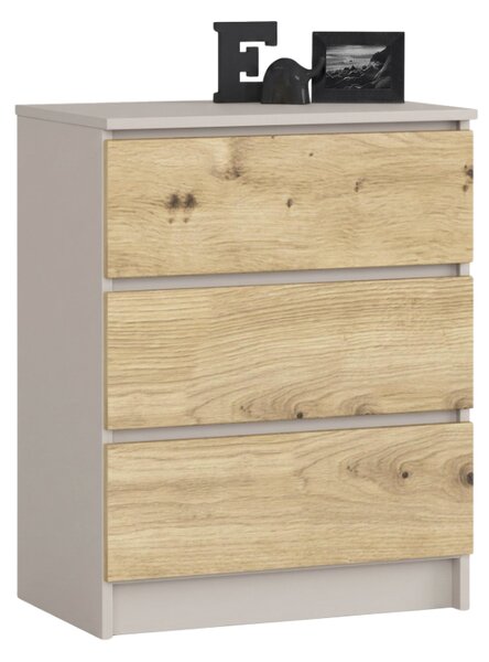 Ak furniture Komoda CLP K60 3SZ 60 cm kašmír/dub Artisan