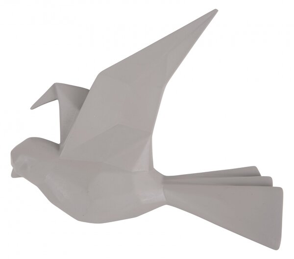 PRESENT TIME Veľký nástenný vešiak Origami Bird – šedá 25,3 × 4,6 × 20,7 cm
