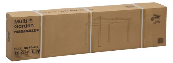 Terasová záhradná pergola 3x4 m oceľový altánok s prístreškom béžová MultiGarden