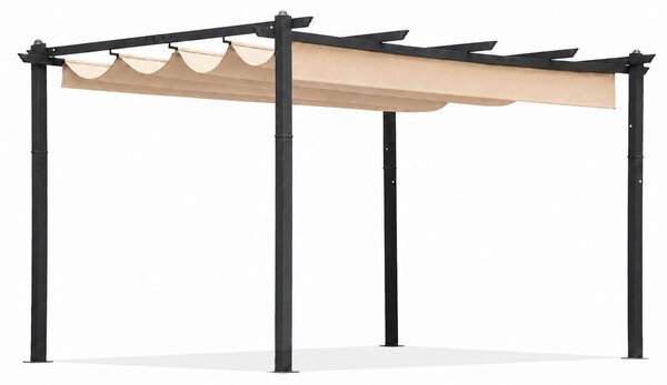 Terasová záhradná pergola 3x4 m oceľový altánok s prístreškom béžová MultiGarden