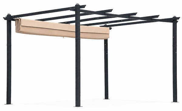 Terasová záhradná pergola 3x4 m oceľový altánok s prístreškom béžová MultiGarden