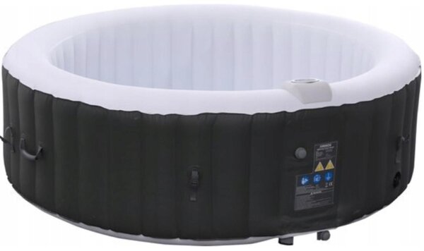 Nafukovací hydromasážny bazén s objemom 1000 l, pre 6 osôb, 2400 W, Ø 208 cm, čierny – N