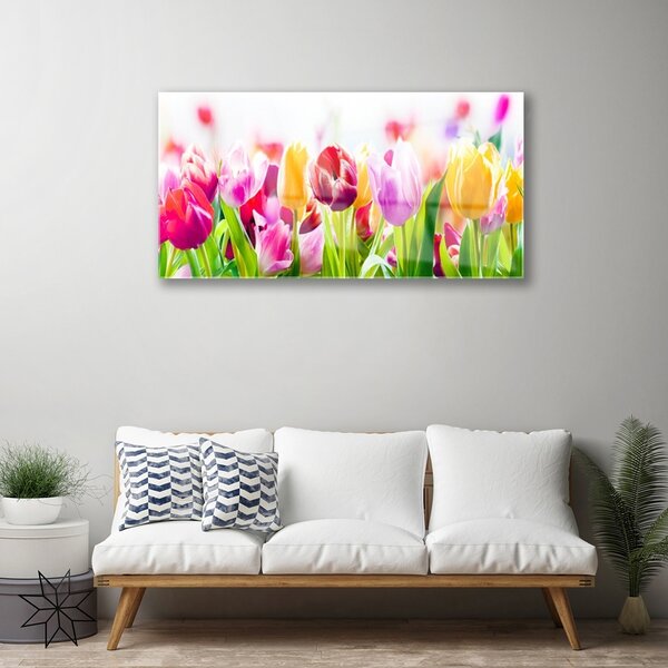 Obraz na skle Tulipány kvety 100x50 cm 2 Prívesky