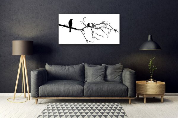 Obraz na skle Vtáky vetva umenie 100x50 cm 2 Prívesky