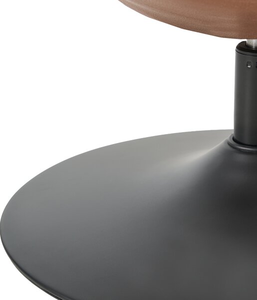 Otočné kreslo hnedá umelá koža podnož čalúnené sedadlo ozdobné prešívanie mid-century modern štýl obývacia izba