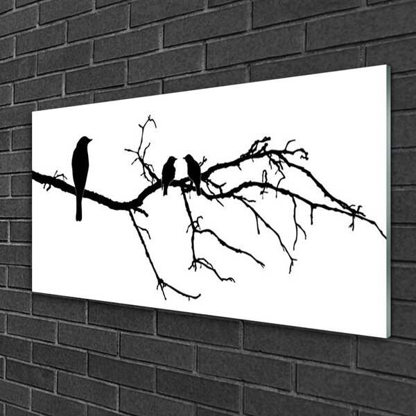 Obraz na skle Vtáky vetva umenie 100x50 cm 2 Prívesky