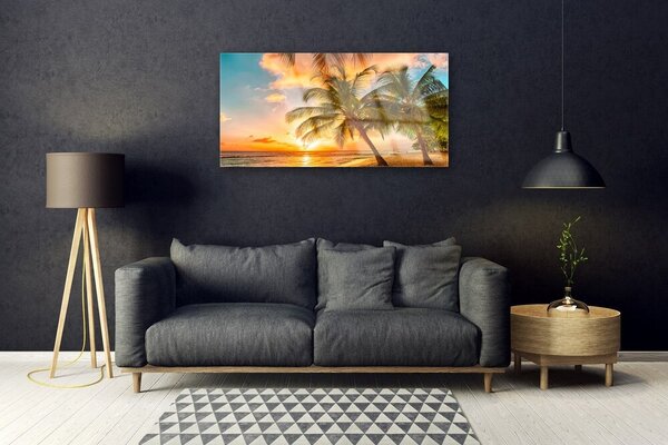 Obraz na skle Palma strom more krajina 100x50 cm 2 Prívesky