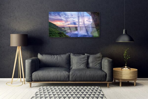 Obraz na skle Vodopád príroda 100x50 cm 2 Prívesky