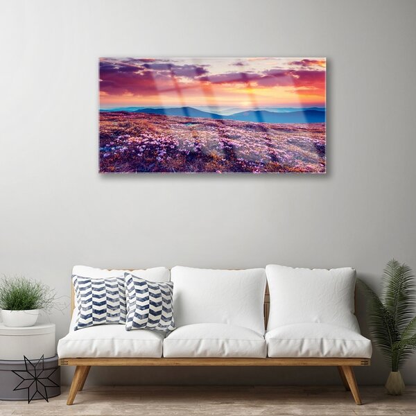 Obraz na skle Lúka hory kvety príroda 100x50 cm 4 Prívesky