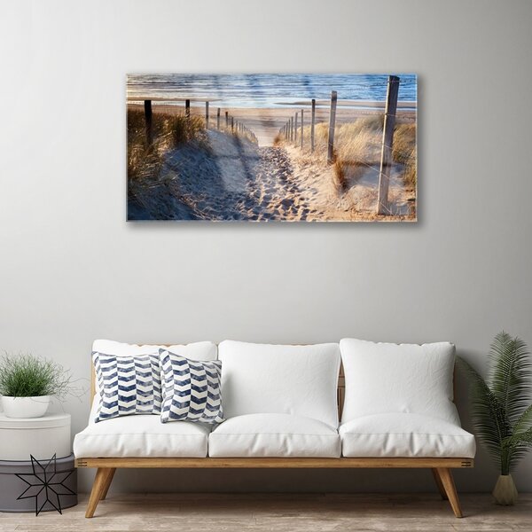Obraz na skle Chodník more príroda 100x50 cm 2 Prívesky