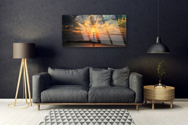 Obraz na skle Maják krajina 100x50 cm 2 Prívesky