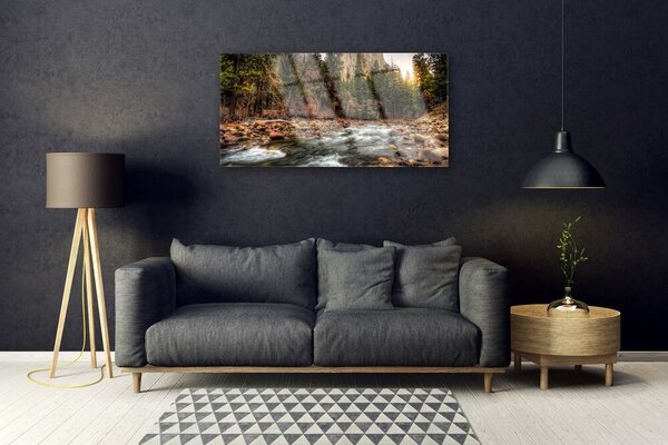 Obraz na skle Les jazero príroda 100x50 cm 2 Prívesky