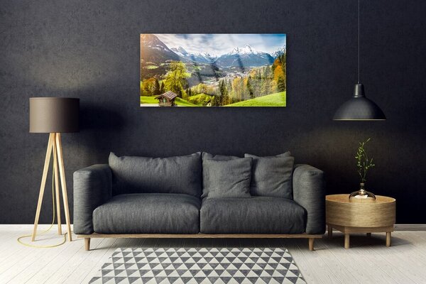 Obraz na skle Alpy príroda 100x50 cm 2 Prívesky