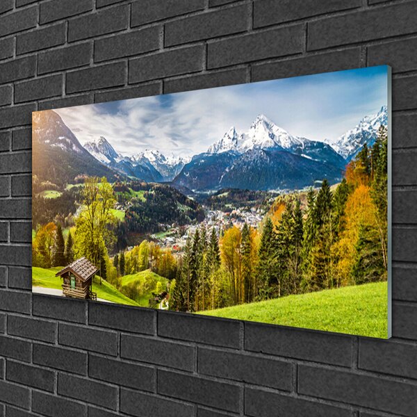 Obraz na skle Alpy príroda 100x50 cm 2 Prívesky