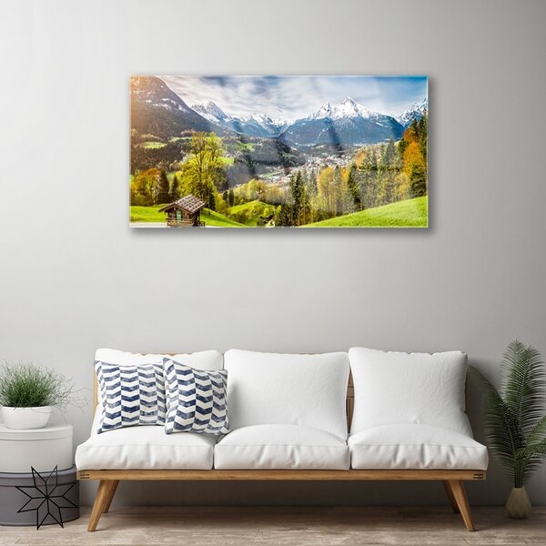 Obraz na skle Alpy príroda 100x50 cm 2 Prívesky