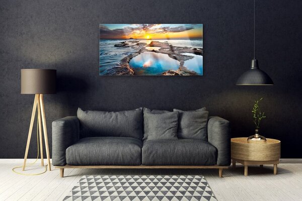 Obraz na skle More slnko krajina 100x50 cm 2 Prívesky