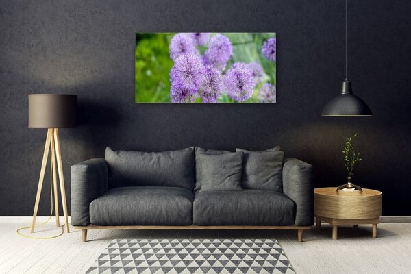 Skleneny obraz Fialové kvety lúka 100x50 cm 2 Prívesky