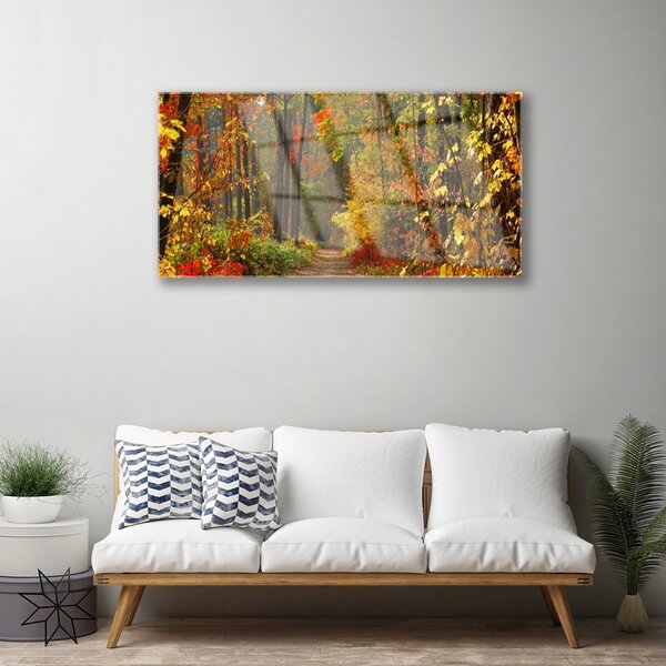 Skleneny obraz Les príroda jeseň 100x50 cm 2 Prívesky