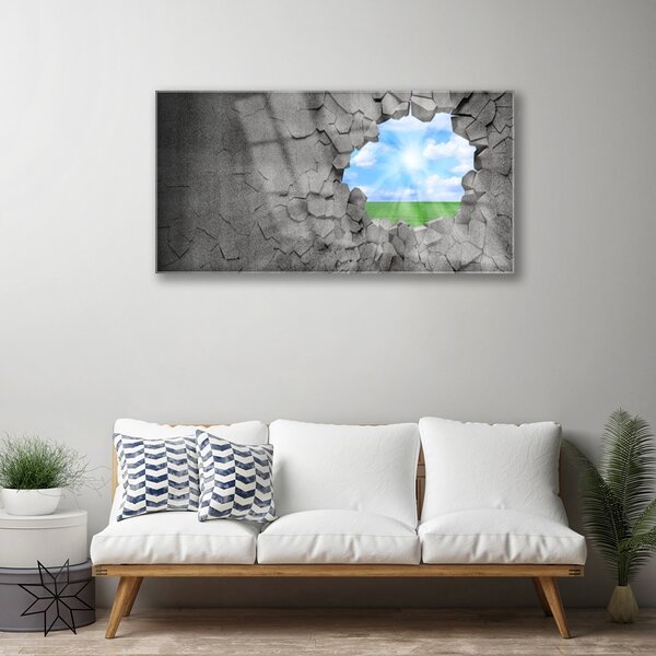 Skleneny obraz Dziura popękana ściana 100x50 cm 2 Prívesky