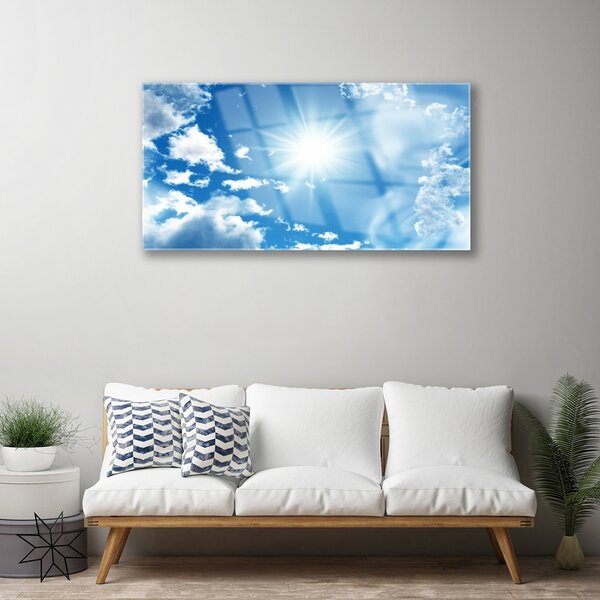 Skleneny obraz Slnko mraky nebo modré 100x50 cm 2 Prívesky