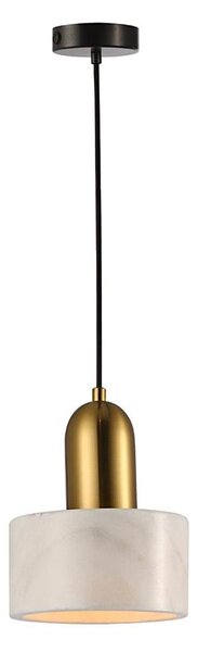 Luster na lanku MARBLE 1xE27/60W/230V zlatý/biely/mramorový dekor