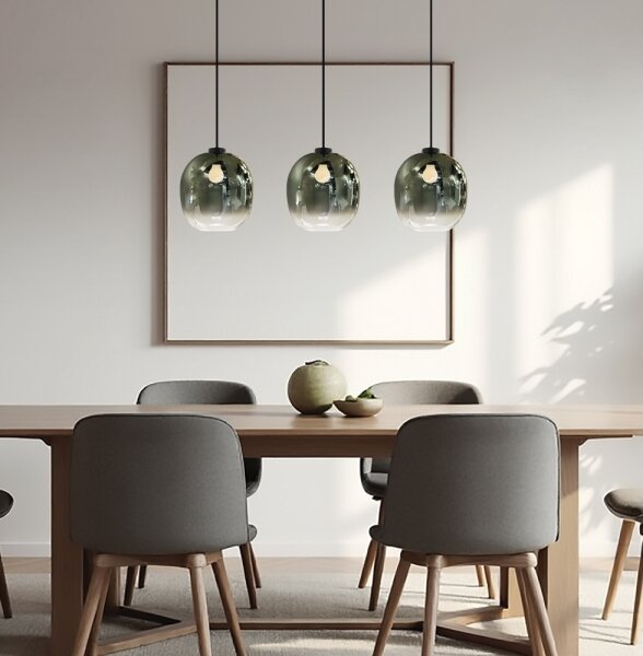 Závesné svietidlo MIRROR na lanku 3xE27/14W/230V dymovo čierne