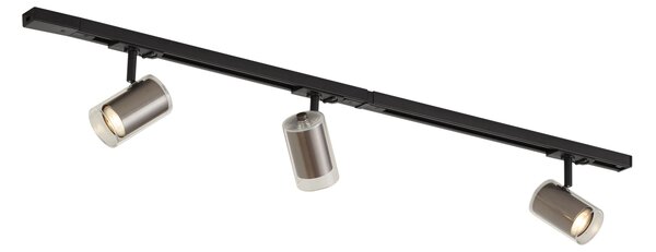 Moderný koľajnicový systém čierny s 3 reflektormi Gunmetal 1-fázový - Iconic Lloyd