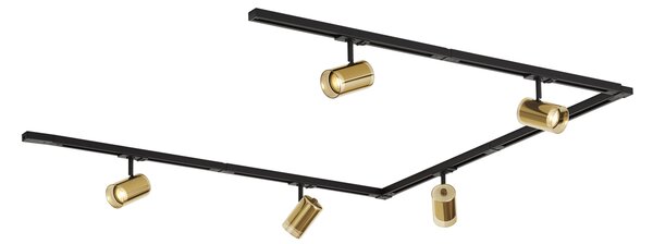 Moderný koľajnicový systém čierny s 5 zlatými reflektormi 1-fázový - Iconic Lloyd