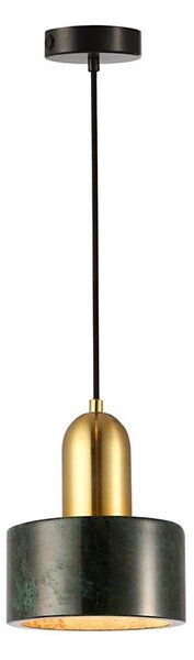Luster na lanku MARBLE 1xE27/60W/230V zlatý/zelený/mramorový dekor