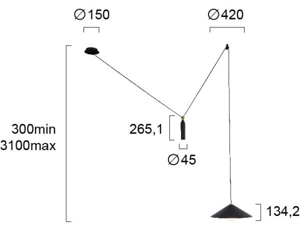 Luster na lanku ALTO 1xE27/60W/230V čierny