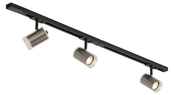 Moderný koľajnicový systém čierny s 3 reflektormi Gunmetal 1-fázový - Iconic Lloyd