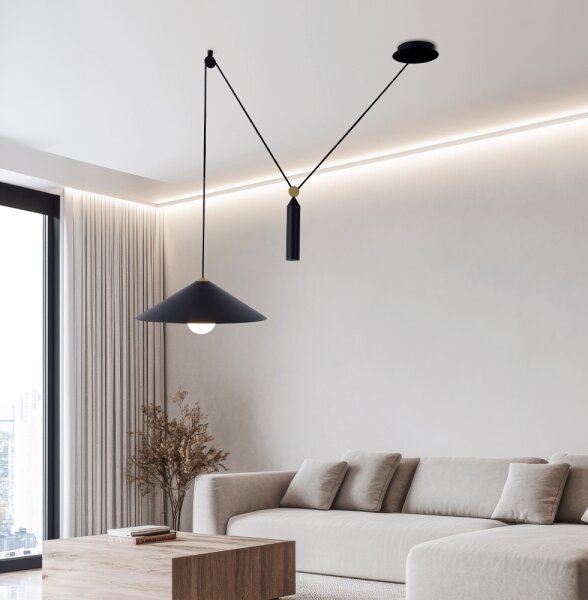 Luster na lanku ALTO 1xE27/60W/230V čierny