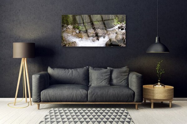 Skleneny obraz Les rieka vodopády 100x50 cm 2 Prívesky