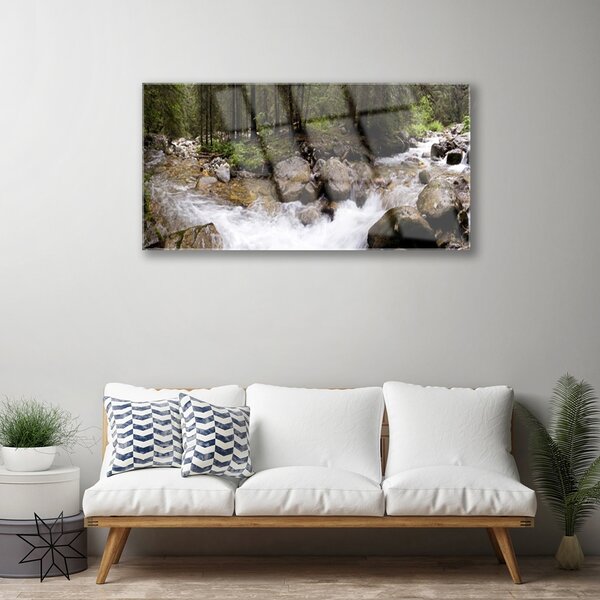 Skleneny obraz Les rieka vodopády 100x50 cm 2 Prívesky