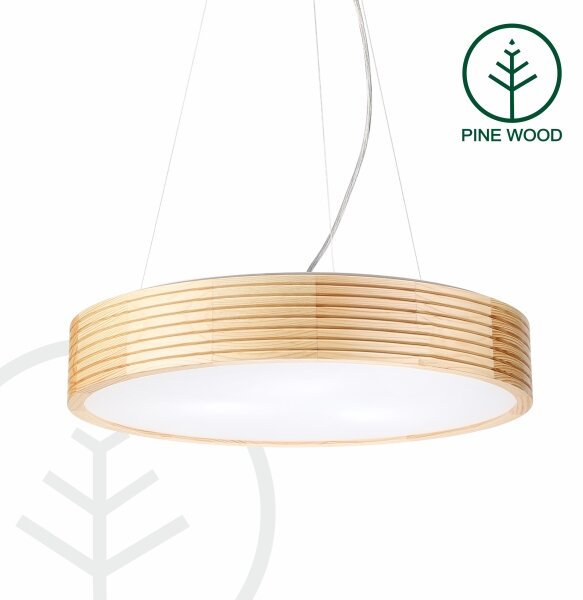 Luster na lane NATURAL MODERN 3xE27/15W/230V priemer 47,5 cm borovica