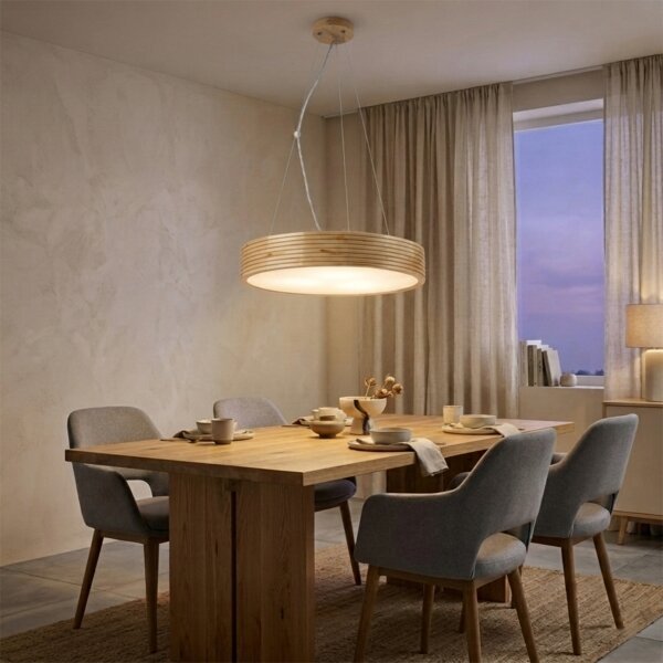 Luster na lane NATURAL MODERN 3xE27/15W/230V priemer 47,5 cm borovica