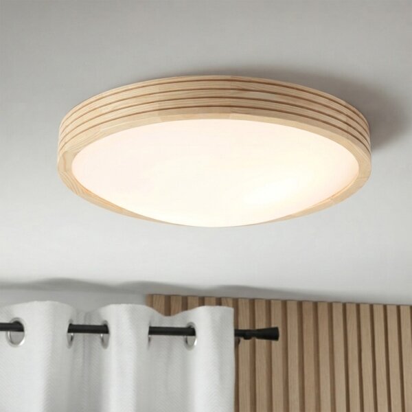 Stropné svietidlo NATURAL MODERN SLIM 2xE27/15W/230V pr. 37,5 cm borovica