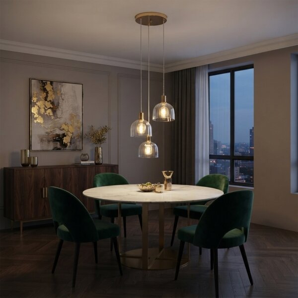 Luster na lanku VIVE 3xE27/15W/230V zlatý