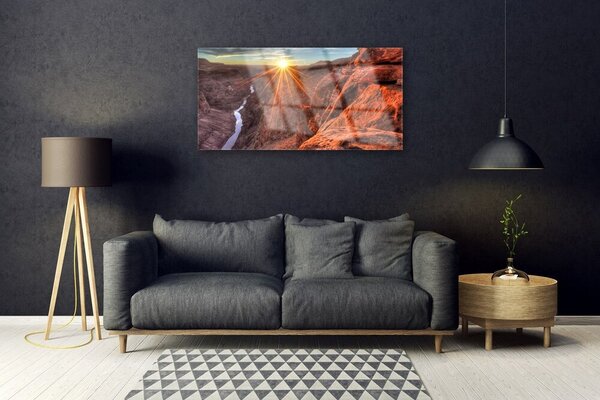 Skleneny obraz Slnko púšť krajina 100x50 cm 2 Prívesky