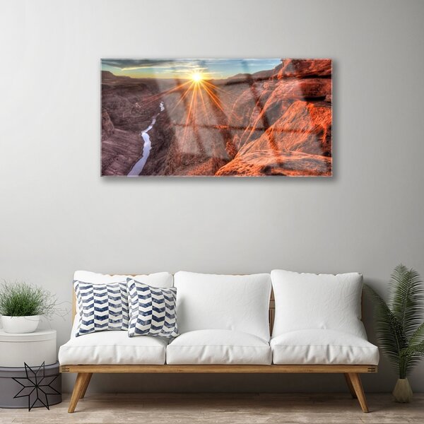Skleneny obraz Slnko púšť krajina 100x50 cm 2 Prívesky