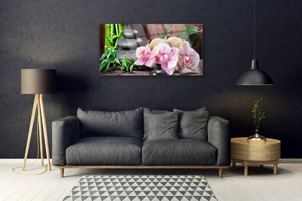 Skleneny obraz Bambus kamene zen kvety 100x50 cm 2 Prívesky