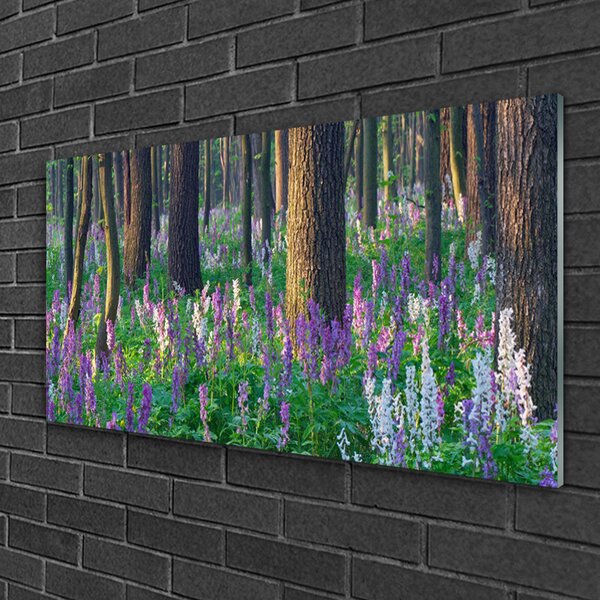 Obraz na skle Les kvety príroda 100x50 cm 2 Prívesky